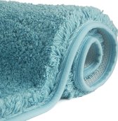 Antislip, hoogpolige badmat, machinewasbare badmat met waterabsorberende, zachte microvezels, voor badkuip, douche en badkamer- Turkoois