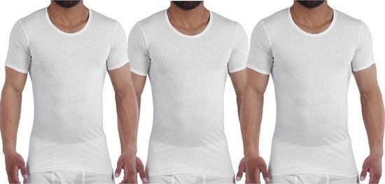 Embrator 3-stuks mannen T-shirt lage ronde hals wit maat 4XL