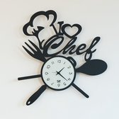 Arti - Mestieri - klok - metalen - wandklok - zwart - I - Love - The - Chef - Italiaans - Design