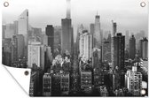 Tuindecoratie Skyline van New York - zwart wit - 60x40 cm - Tuinposter - Tuindoek - Buitenposter