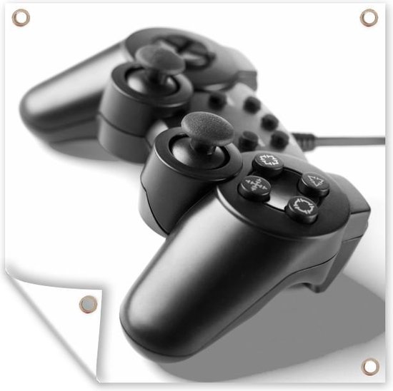 Tuinposters Playstation controller - zwart wit - 50x50 cm - Tuindoek - Buitenposter