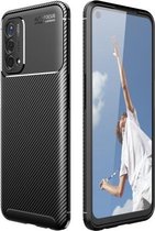 Voor OnePlus Nord N200 5G koolstofvezeltextuur schokbestendig TPU-hoesje (zwart)
