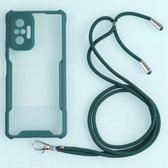 Voor Geschikt voor Xiaomi Redmi Note 10 Pro Max acryl + kleur TPU schokbestendig hoesje met nekkoord (donkergroen)