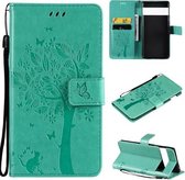 Voor Google Pixel 6 Pro Boom & Kat Reliëfpatroon Horizontale Flip Lederen Case met Houder & Kaartsleuven & Portemonnee & Lanyard (Groen)