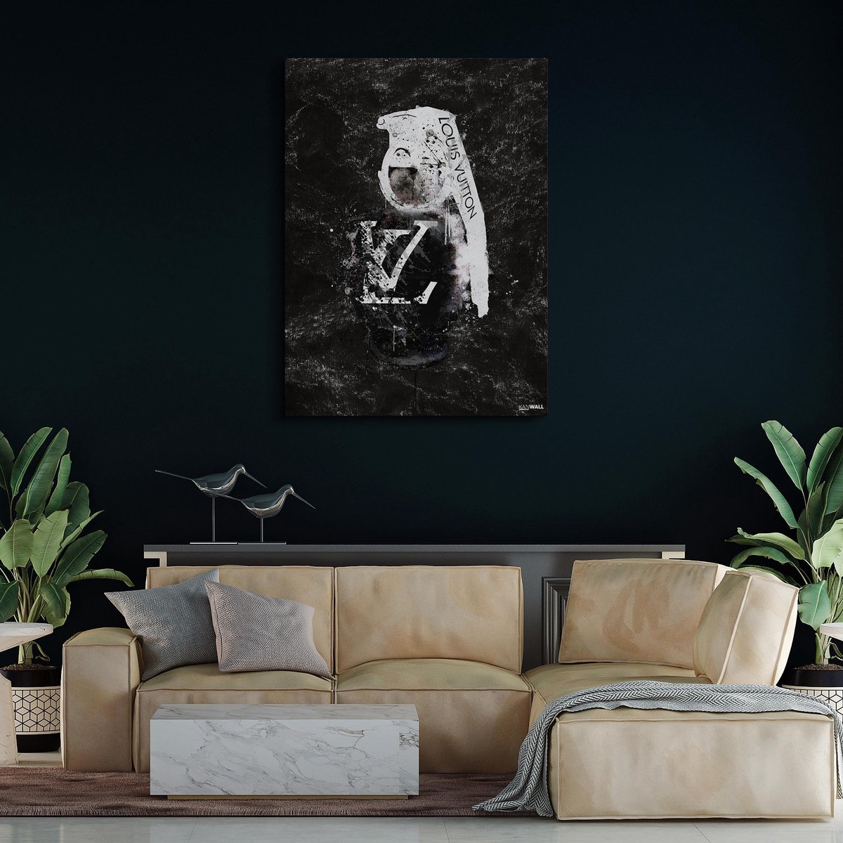 Luxe Canvas Schilderij Fashion Grenade Louis | 75x100 | Woonkamer | Slaapkamer | LV | Design | Art | Modern | ** 4CM DIK! 3D Effect**