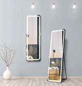 Luxury Buy® staande spiegel- wandspiegel- aluminium frame- met verstelbare led verlichting- passpiegel- vloerspiegel- full length mirror- 160x 40cm