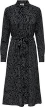 Jacqueline de Yong Jurk Jdypiper L/s  Above Calf Dress Wvn 15223912 Black/raven Zebr Dames Maat - 38