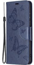 Bloemen Book Case - Samsung Galaxy A22 5G Hoesje - Blauw