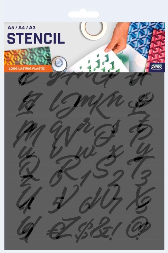 QBIX Lettersjabloon Sierletters A4 Formaat Kunststof - Hoogte letters 2-3cm - QBIX