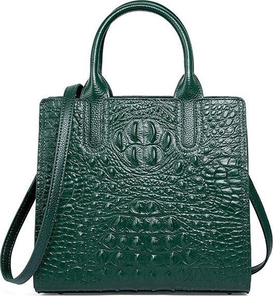 Luxe leren tas met Dames leren tas, Modieuze stijlvolle tas, Groen | bol.com