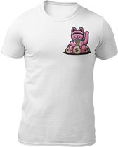 Chinese Cats Money Bags - Teddy The Gangster - Heren T-Shirt - Getailleerd - Katoen - Ronde Hals