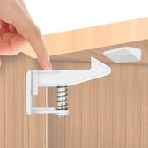 KindersLot - Zinaps Onzichtbare Kinderveiligheidslot voor kastdeur, laden, kledingkast, geen boren of schroeven, wit, pakket van 10 (WK 02129)