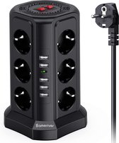 Stekkerdoos - Zinaps Power Strip 12-Way Multiple Socket met 5 USB-socket Tower, 5 m Kabel en 2 Switches Multi Socket Power Strip, Surge Protection and Short Circuit Protection (WK 02128)