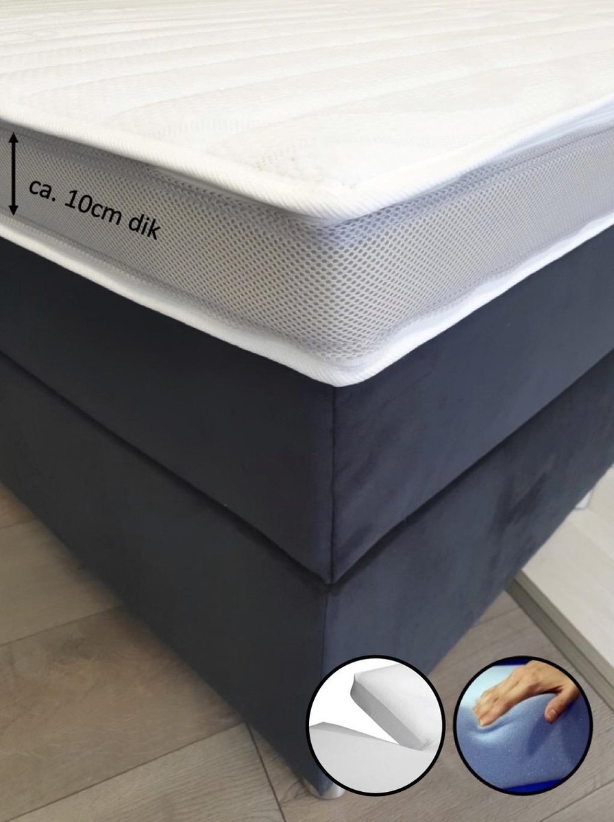 Aegis Prestige Splittopper President 180x200 10 cm Dik Aegis HR60 Koudschuim Anti Allergie met afritsbare hoes wit