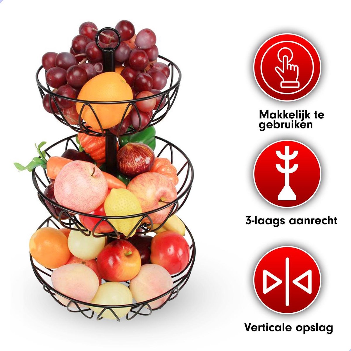 Dubbele Fruitschaal – Twee Lagen Fruitmand – Fruit Of Broodjes – Etagère 2 Niveaus – Luchtig Design – Mesh – Metaal – 29 5x43cm Dubbele Fruitschaal – Twee Lagen Fruitmand – Fruit Of Broodjes – Etagère 2 Niveaus – Luchtig Design – Mesh – Metaal – 29 5x43cm