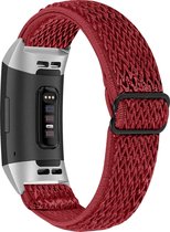 YONO Bandje geschikt voor Fitbit Charge 4 / 3 - Nylon Stretch – Rood