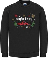 DAMES Kerst sweater -  SANTA I CAN EXPLAIN - kersttrui - zwart - large -Unisex