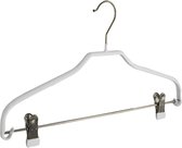 De Kledinghanger Gigant - 15 x Blouse / shirthanger metaal met anti-slip knijpers en witte anti-slip coating, 40 cm