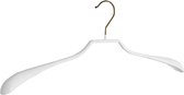 De Kledinghanger Gigant - 50 x Mantel / kostuumhanger metaal met schouderverbreding en witte anti-slip coating, 46 cm