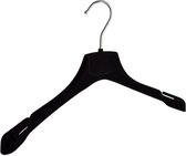 De Kledinghanger Gigant - 30 x Mantel / kostuumhanger kunststof velours zwart met schouderverbreding en rokinkepingen, 39 cm