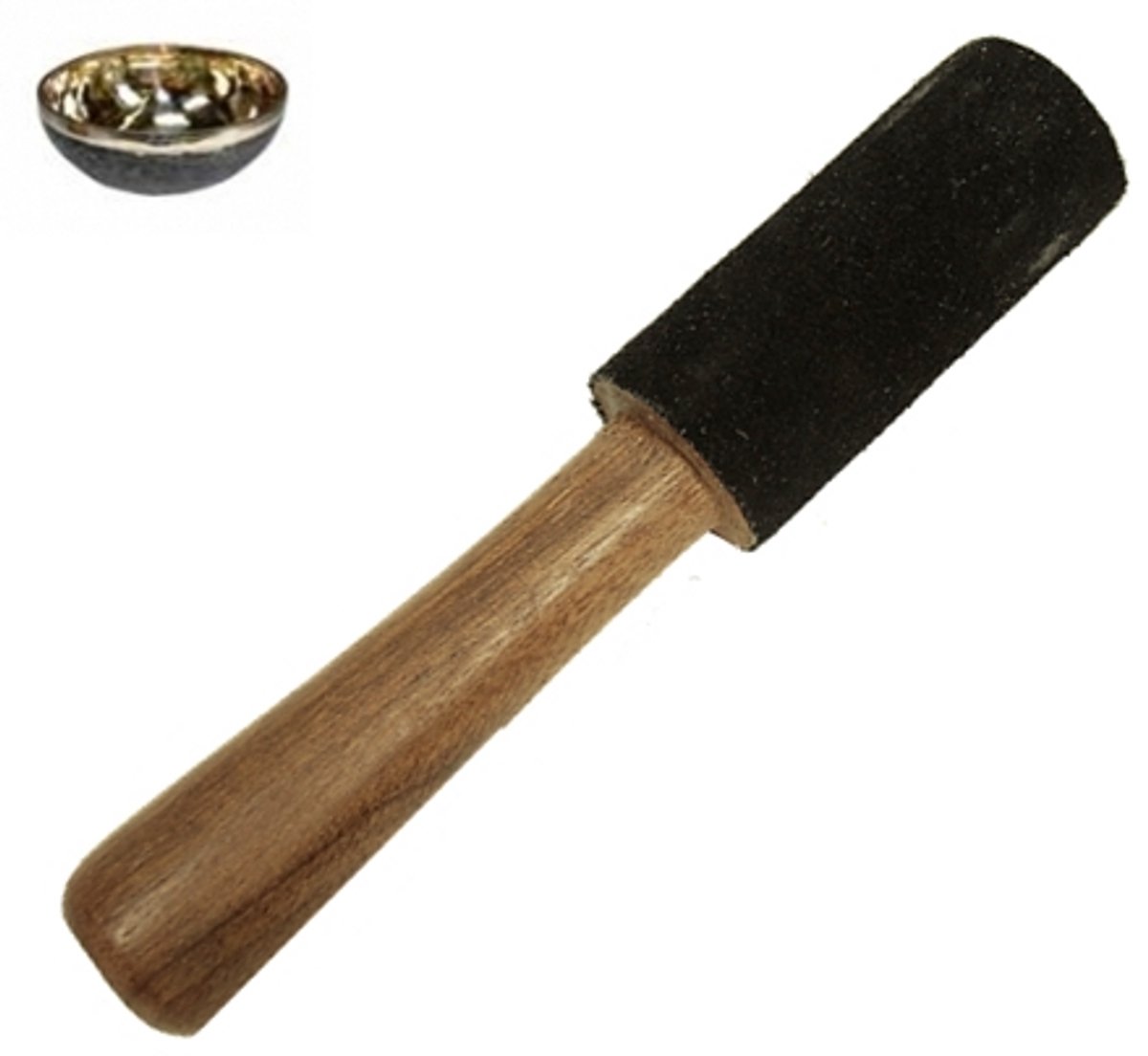 Klankschaal stick met zwart suède - 20x4 - ±200 - Hout - Suede - Zwart - M