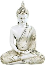Boeddha in Meditatie wit Thailand - 22x14x29 - 620 - Polyresin - M