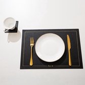 BOTC Duurzame Placemats 4 Stuks - Hittebestendig - Makkelijk schoon - Fijngeweven PVC - 30 x 43cm - Metallic Zwart