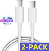 2x USB-C naar USB-C kabel - 2M - Geschikt voor USB-C Stekker / Adapter - Snellaadkabel Samsung S21 / S21FE / S21 Plus / S21 Ultra / A52 / A72 / A53 / A73 / A51 / A50 / A11 / A12 / A21 / A21s 