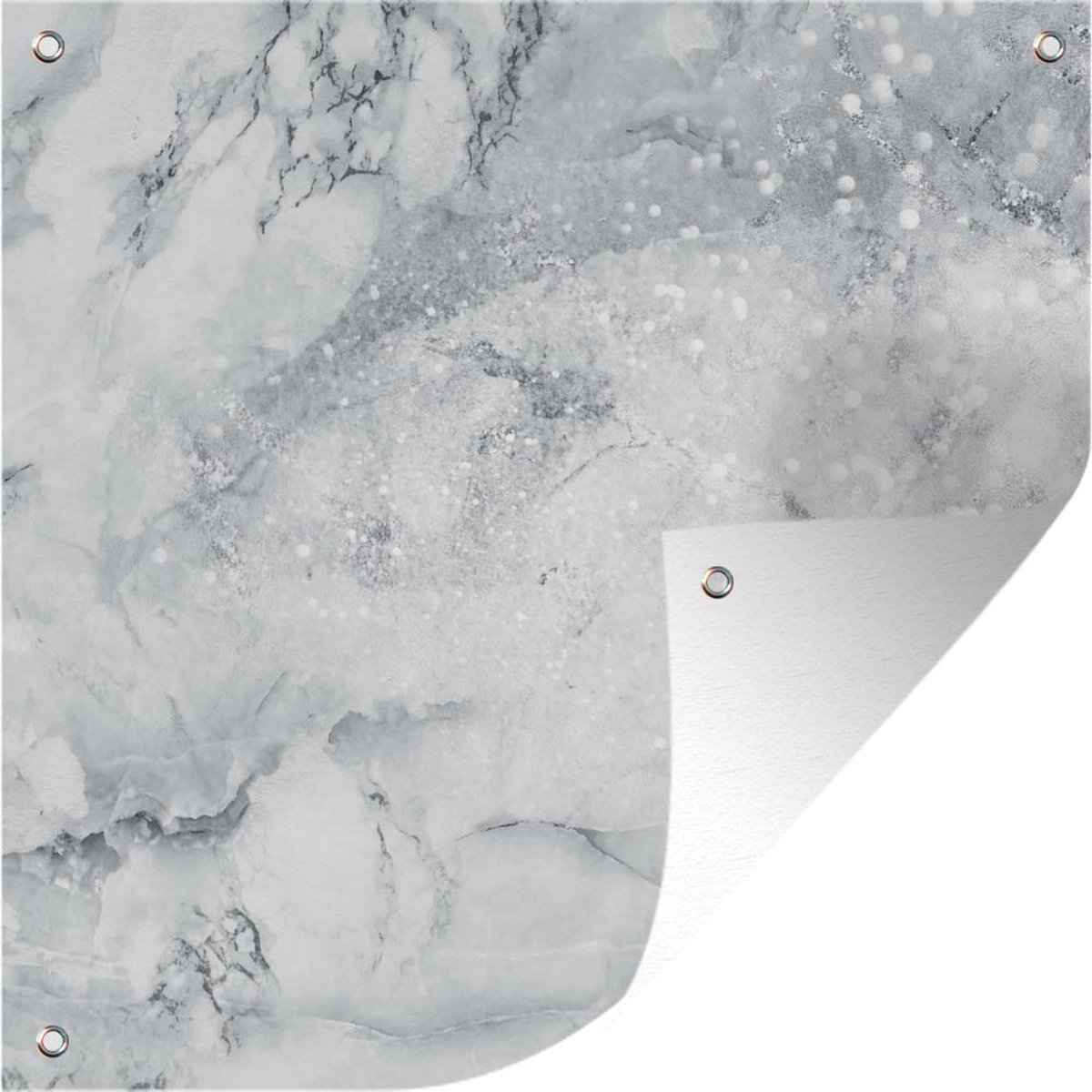 Tuin poster Marmer - Glitter - Grijs - 200x200 cm - Tuindoek