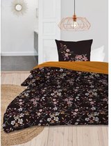 SOLEIL D'OCRE Dekbedovertrekset Flowers - 140 x 200 cm - 57-draads katoen - Zwart
