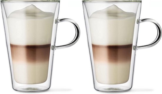 Glasrijk® latte macchiato glazen - 400 ml - 2 stuks - Theeglazen - dubbelwandige glazen - latte macchiato glazen dubbelwandig - latte glazen - Koffieglazen - Cappuccino glazen