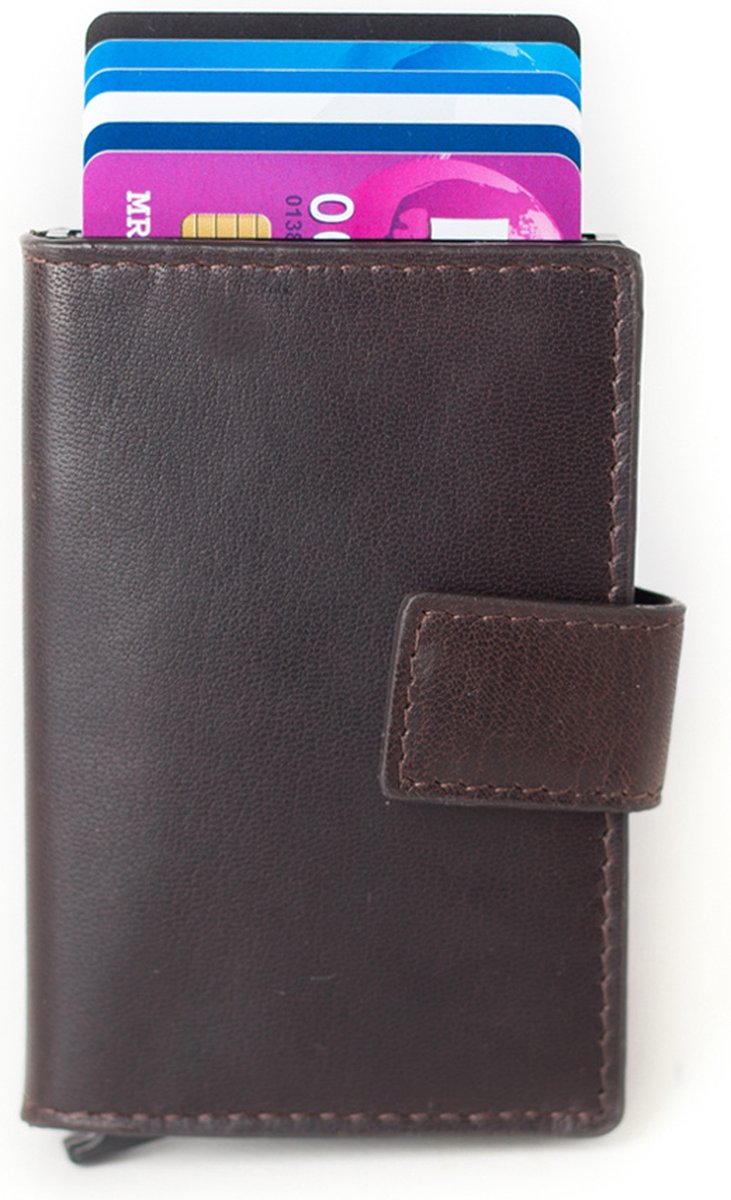 Figuretta Leren Cardprotector RFID Compact Creditcardhouder Bruin