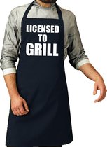 Barbecueschort Licensed to grill navy heren - Keukenschort heren/ Barbecueschort mannen - Cadeau verjaardag/ vaderdag