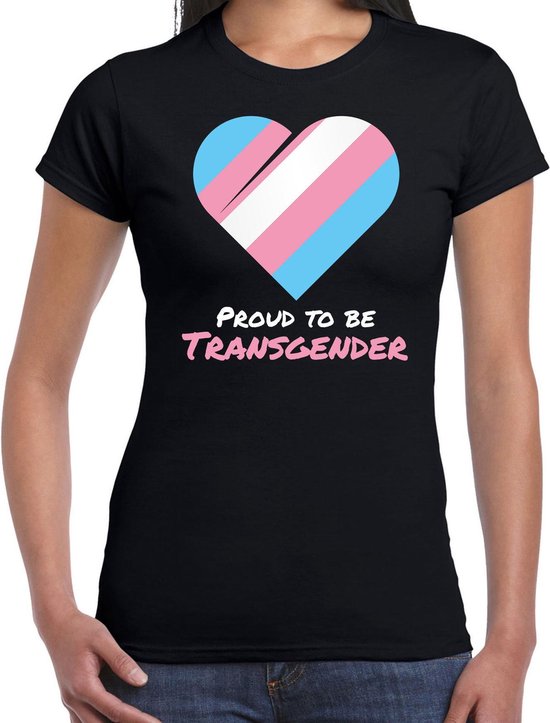 T-shirt fier d'être transgenre - Coeur drapeau Pride - noir - dames - LGBT - Chemise Gay pride / vêtement / outfit M