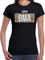 Super oma cadeau t-shirt met panterprint - zwart - dames - Oma bedankt kado shirt XS