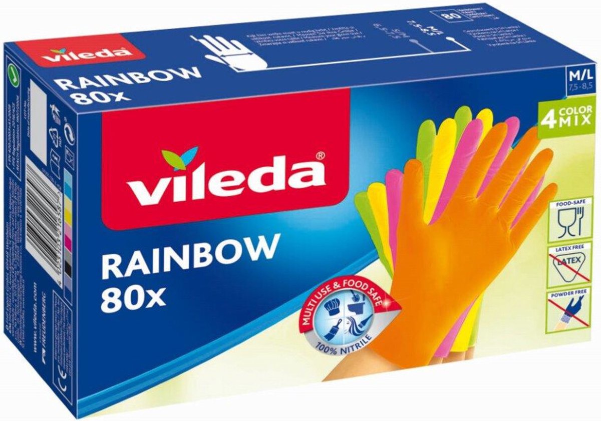 Goedkoopste 12x Vileda Rainbow Handschoenen 80 Stuks