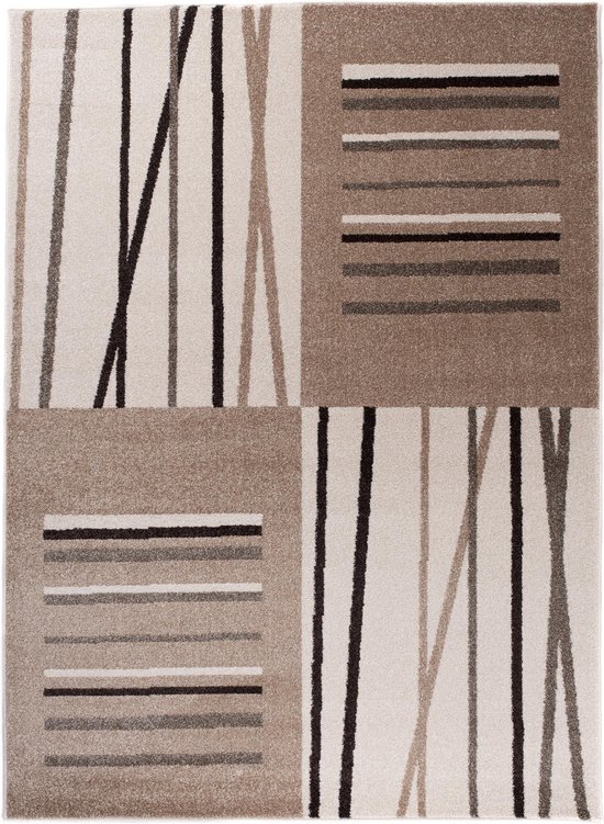 Tapiso Jawa Rug Salon Chambre Crème Beige Beige Clair Motif Rayé Formes Géométriques Design Abstraite À La Trendy Moderne Durable Pratique Tapis De Haute Qualité Taille - 80x150