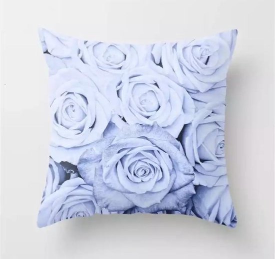 Kussenhoes rozen - bloemen - roos - Lichtblauw - Sierkussen - 45x45 cm