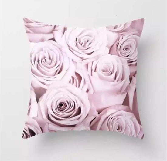 Kussenhoes rozen - bloemen -roos - Roze - Sierkussen - 45x45 cm