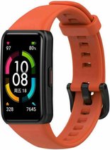 Siliconen Smartwatch bandje - Geschikt voor  Huawei Band 6 siliconen bandje - donker oranje - Strap-it Horlogeband / Polsband / Armband