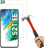 Screenprotector geschikt voor Samsung Galaxy S21 FE Screenprotector 2X - Tempered Glass - Anti Shock Galaxy S21FE screen protector - 2PACK - EPICMOBILE