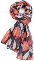 Lichte dames sjaal met grote tulpen motief | Denim | Mode accessoire | Geschenk