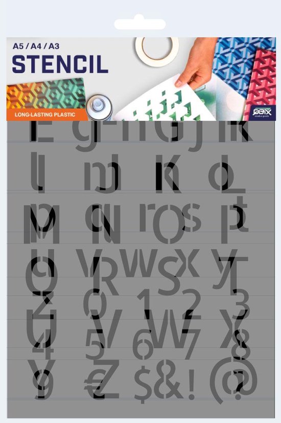 QBIX Letter sjabloon Modern compleet alfabet A3 Formaat Kunststof - Hoogte letters 4cm - QBIX