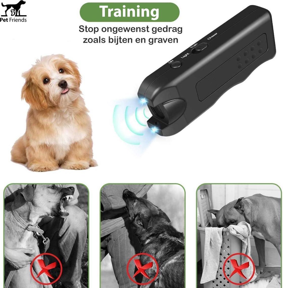 PetFriends Anti Blafband zonder schok - Inclusief Hondenfluit - USB