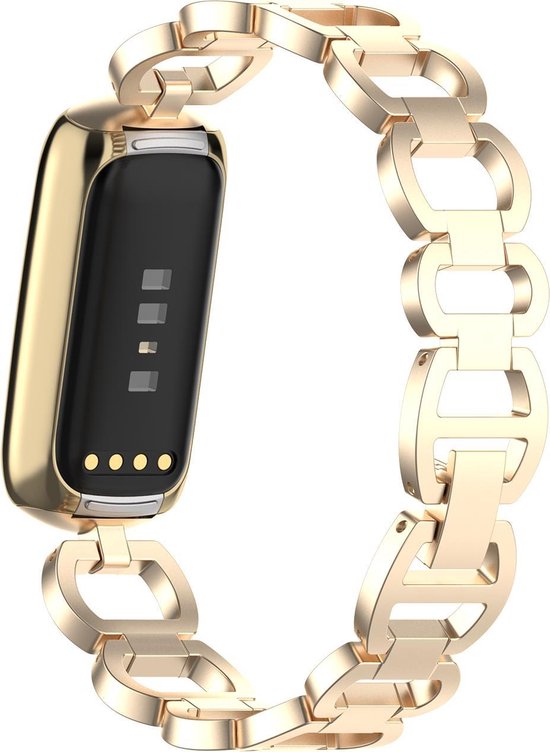 YONO Fitbit Luxe Bandje – Special Gevlochten Metaal RVS Schakel – Goud