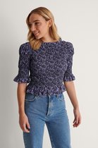 NA-KD High Neck Smocked Dames Blouse - Maat 44