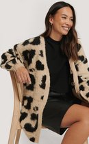 NA-KD Leo Knitted Oversized Brushed Dames Vest - Maat M