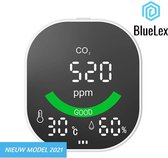 BlueLex Premium Co2 Meter - Luchtkwaliteitsmeter + Temperatuurmeter + Hygrometer - Co2 meter binnen - USB / Lithium batterij