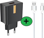 Snelle oplader voor Samsung - met USB C oplaadkabel - 18W oplader - 2x sneller dan normale laders - Zwart