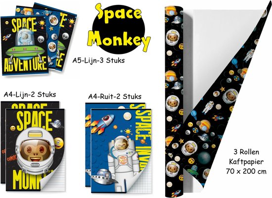 Foto: Emoji space money schoolpakket kaftpapier en schriften